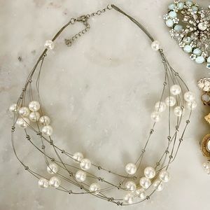Vintage Multi String Pearl Necklace